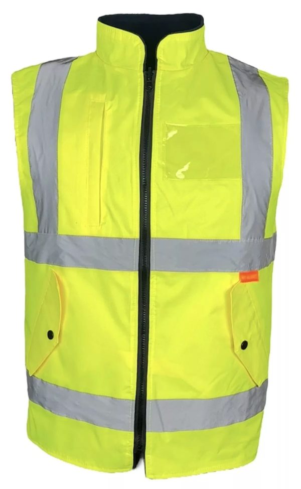 Yellow Hi Vis Reversible Fleece lined Body Warmer